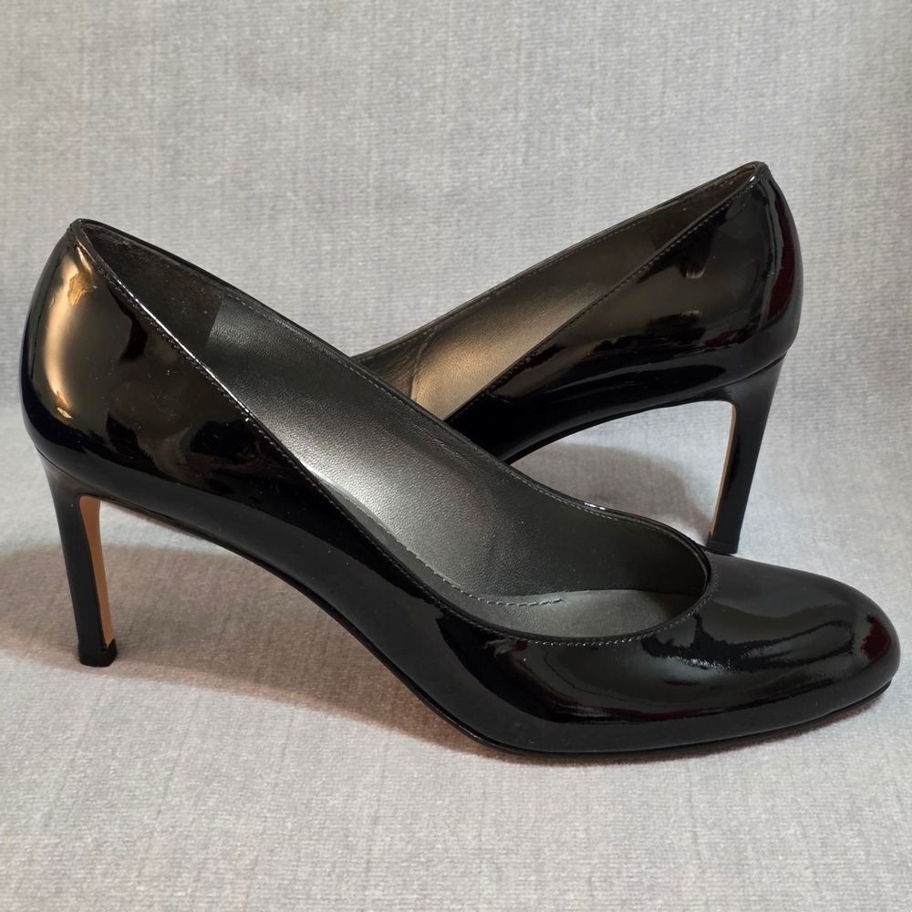 Stuart Weitzman Marymid Pumps Women 10 Black Patent Leather Round Toe Stiletto